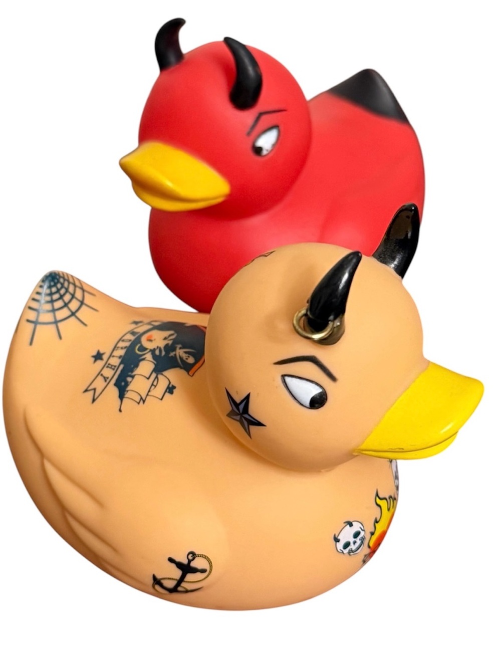 Vintage Accoutrements Devil Rubber Duck Pair Rockabilly Novelty Figures